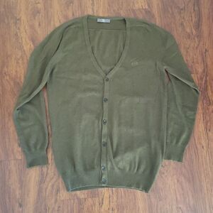 Alexander McQueen Mens Olive Wool Cashmere Blend Cardigan Size Medium Preppy